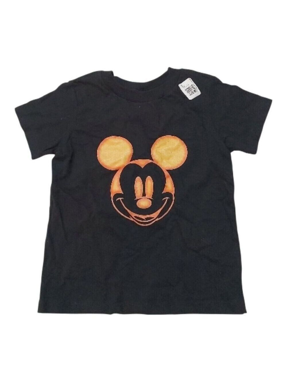 Disney Mickey Mouse Black T-Shirt Toddler Size 3T Orange Gold Face Print NWT